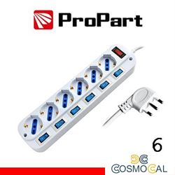 Multipresa 6pos bipasso/schuko spina16A +interr. multipli