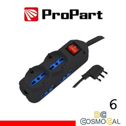 Multipresa 6pos bipasso + bip/schuko spina16A +interr. nera