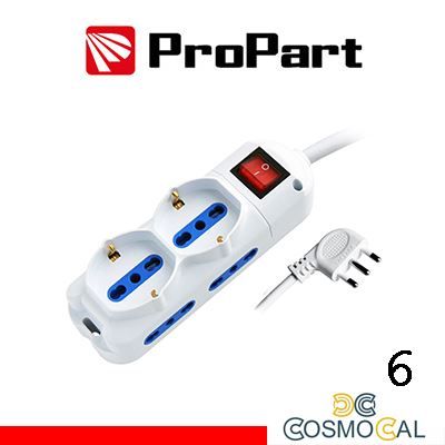 Multipresa 6pos bipasso + bipasso/schuko spina16A +inter 3m
