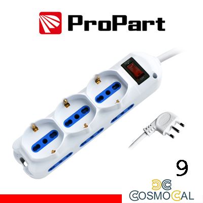 Multipresa 9pos bipasso + bipasso/schuko spina10A + inter.