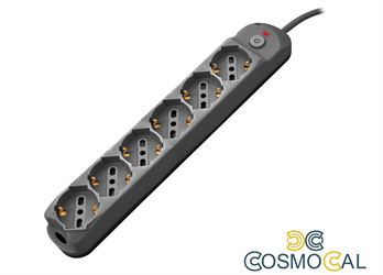 Multipresa 6pos bipasso/schuko + interrutt nuovo modello nera
