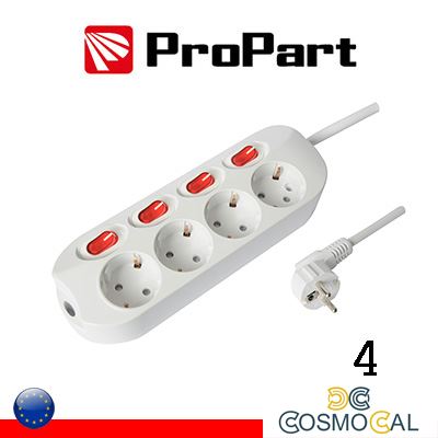 Multipresa 4pos Schuko spina Schuko +interr. multipli