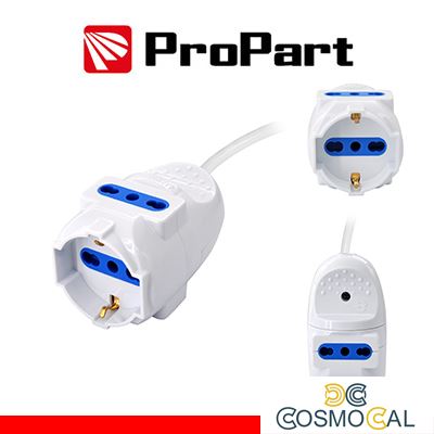 Prolunga lineare con Multipresa volante 3 posti Spina 2P+T