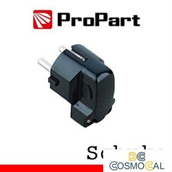 Spina schuko 90° nera polybag