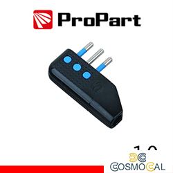 Spina 10A 2P+T uscita cavo 90° nera polybag