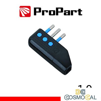 Spina 10A 2P+T uscita cavo 90° nera polybag