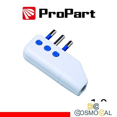 Spina 10A 2P+T uscita cavo 90° polybag