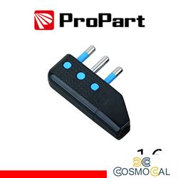 Spina 16A 2P+T uscita cavo 90° nera polybag