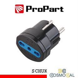 Adattatore bipasso spina schuko nero polybag