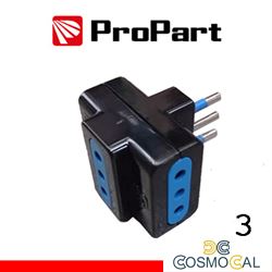 Adattatore triplo 3pos 10A spina10A polybag nero