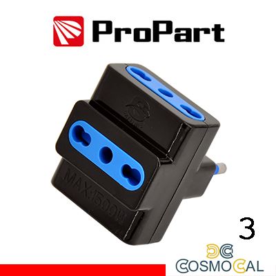 Adattatore triplo 3pos bipasso spina16A nero
