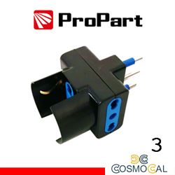 Adattatore triplo 3pos bipasso/schuko spina16A polybag nero