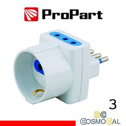 Adattatore triplo 3pos 10A/schuko spina10A polybag