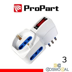 Adattatore 3pos bipasso/schuko spina10A salvaspazio + inter.