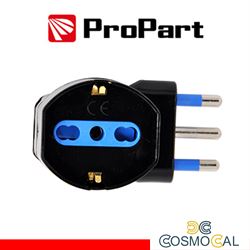 Adattatore schuko 90° spina16A salvaspazio nero