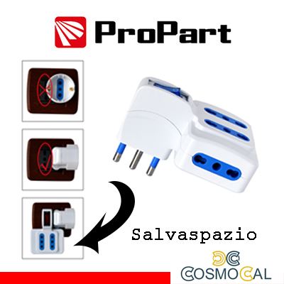 Adattatore 4pos bipasso spina16A salvaspazio + interr.