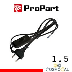 Cavetto con interruttore 1.5m spina10A 2poli nero polybag