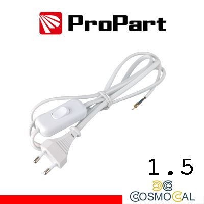 Cavetto con interruttore 1.5m spina10A 2 poli polybag