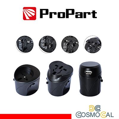 Adattatore da viaggio universale 10A con spine EU/UK/US/AUS