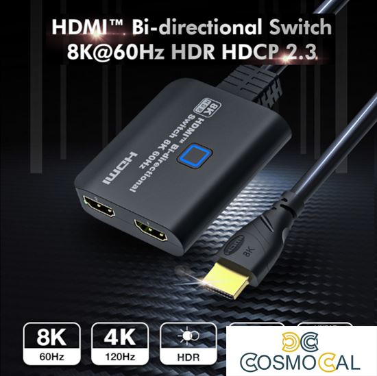 Switch HDMI 2x1, Splitter 1x2, 2 Bidirezionali, 8K@60hz