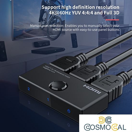 Switch HDMI 2x1, Splitter 1x2, 2 Bidirezionali, 4K@60hz