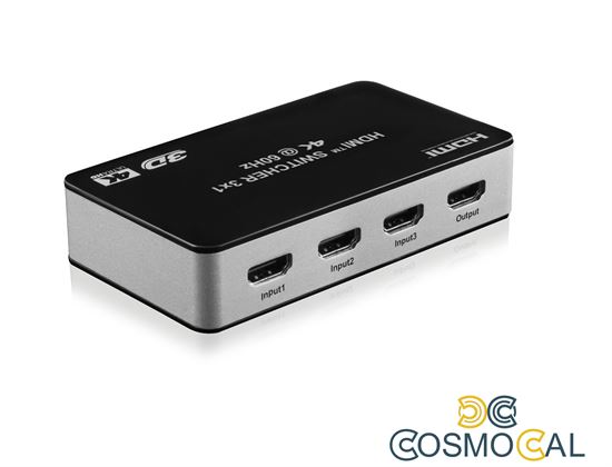 Switch 3x1 HDMI 2.0 18G 4k@60hz HDR, con telecomando IR