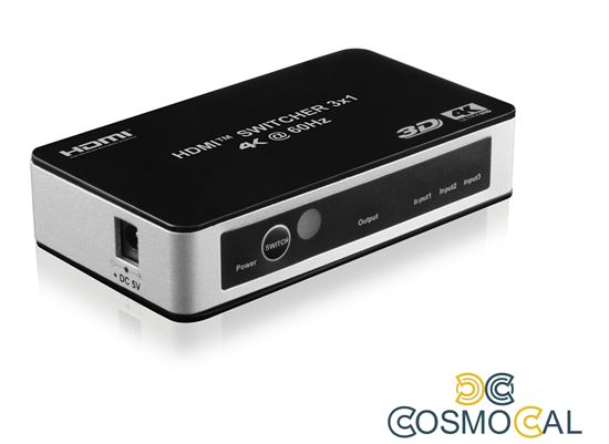 Switch 3x1 HDMI 2.0 18G 4k@60hz HDR, con telecomando IR