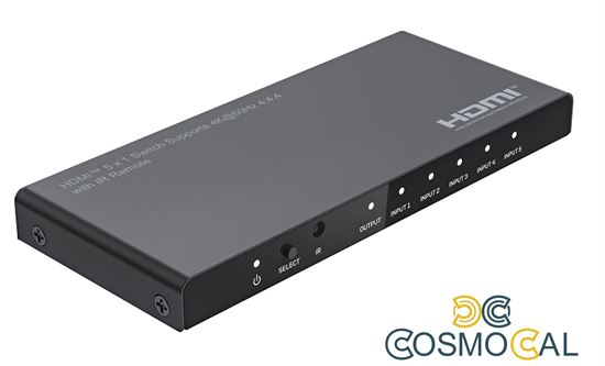 Switch 5x1 HDMI 2.0 18G 4k@60hz HDR, con telecomando IR