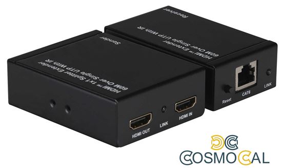 Kit TX-RX Extender HDMI, 60MT UTP, 1080p@60Hz, POE, Loop-Out