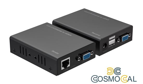 Kit TX-RX Extender VGA e USB,UTP a 300MT, 1080p@60Hz,Loopout