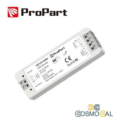 Ricevitore DIM RF LED 1 Canale - 8A, 5-36VDC, con Pulsante, RF2.