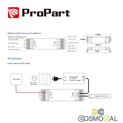 Dimmer DALI 1CH*15A, 180W/360W (12V/24V) - DC