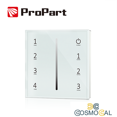 Telecomando da Parete RF 1 Canale - 4 Zone, Bianco, a Batteria