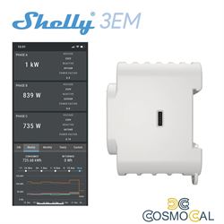 Shelly 3EM - Contatore energia Wi-Fi + 3 pinze amperometriche da