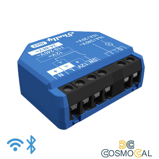 Shelly 1 Gen3 - Smart Relay contatto pulito 16A  AC/DC WiFi/BT/M