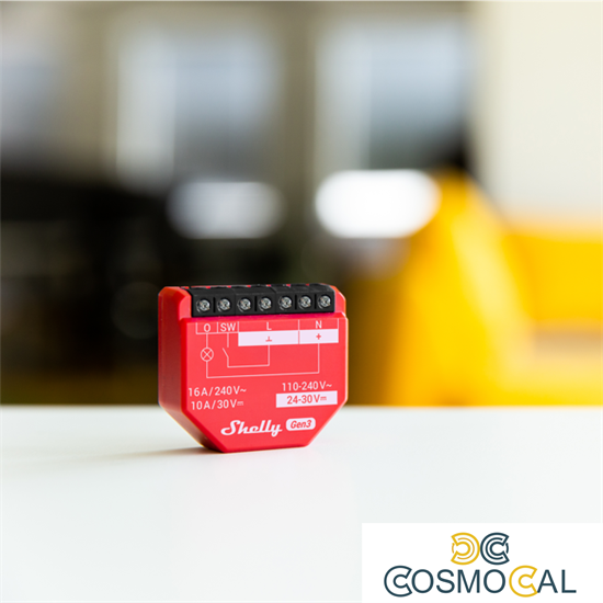 Shelly 1PM Gen3 - Smart Relay 16A  AC/DC WiFi/BT/Matter PM