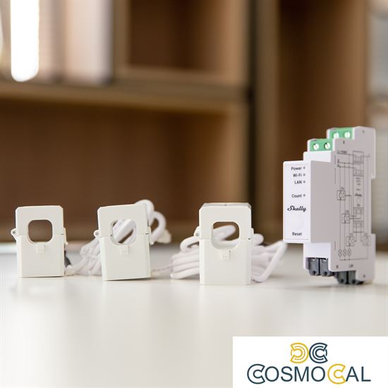 Shelly Pro 3EM 120A - Contatore energia DIN + 3 pinze120A