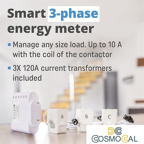 Shelly Pro 3EM 120A - Contatore energia DIN + 3 pinze120A