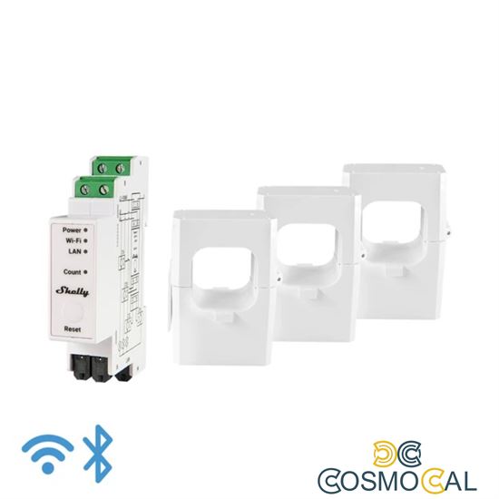 Shelly Pro 3EM 400A  - Contatore Energia DIN + 3 pinze 400A
