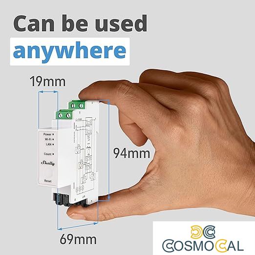 Shelly Pro 3EM 400A  - Contatore Energia DIN + 3 pinze 400A