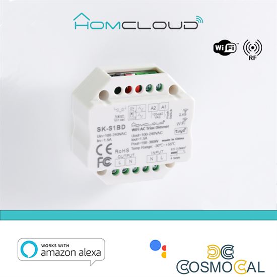 Modulo Smart Dimmer 220V AC Triac 1CHx1.5A Wi-Fi+RF 2.4G