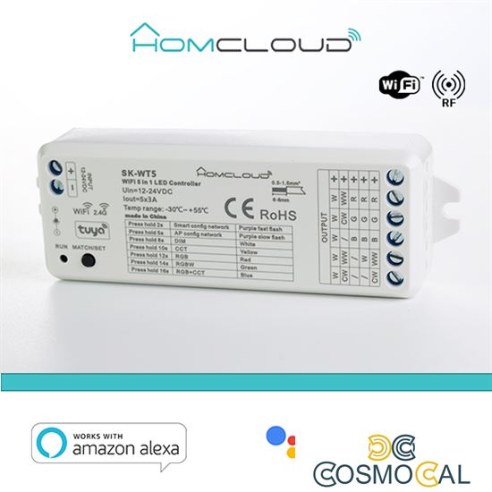 Ricevitore DIM 12/24V DC, 5CH*3A, Wi-Fi+RF2.4G RGB+CCT