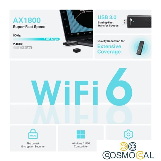 TP-Link Scheda di rete USB Wi-Fi 6 AX1800 - Archer TX1800U
