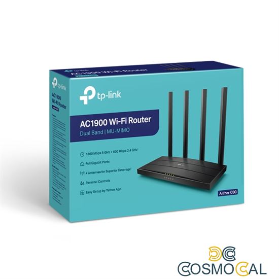 Router WiFi Dual Band AC1900 5 porte Gbit TP-Link Archer C80