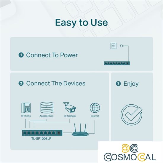 Switch desktop 8 porte 10/100Mbps di cui 4 PoE TL-SF1008LP