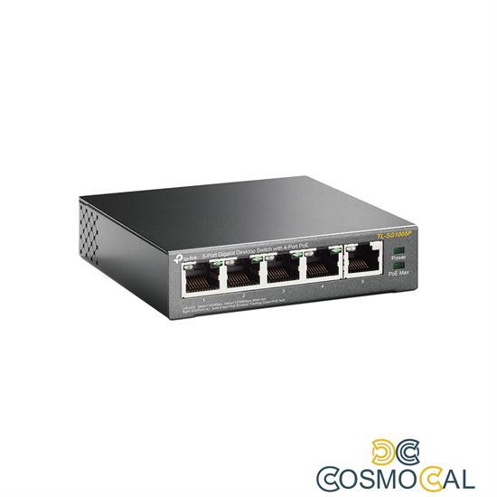 TP-Link Switch PoE Gigabit 5 porte, 4 porte PoE, Max 56W - TL-SG