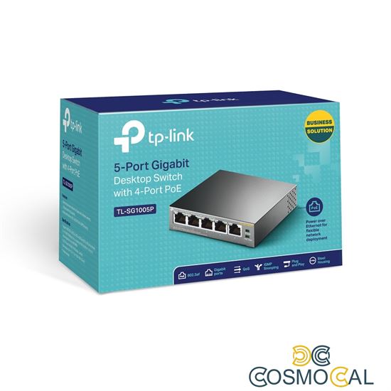 TP-Link Switch PoE Gigabit 5 porte, 4 porte PoE, Max 56W - TL-SG