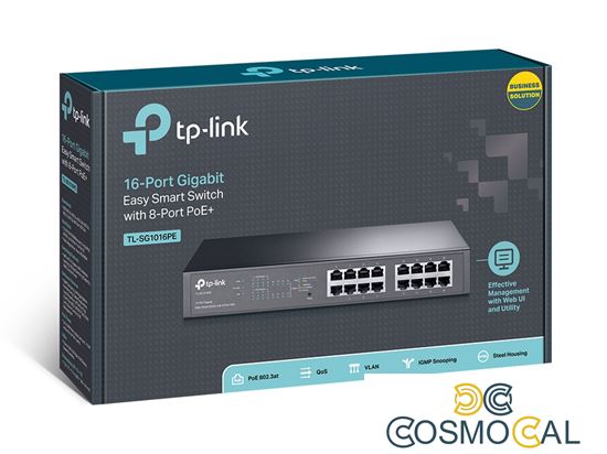Switch 16 Porte Gbit 8 PoE 110W rack TP-Link TL-SG1016PE