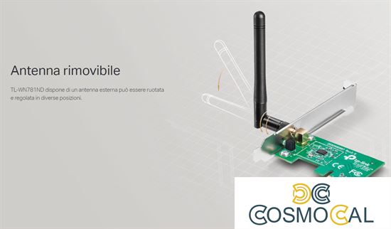 TP-Link Scheda PCI Express Wifi N150 antenna 2 dBi attacco RP-SM