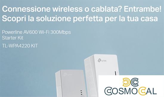 TP-Link Kit 2 powerline WiFi 2.4 GHz AV600 2+1 porte LAN - TL-WP